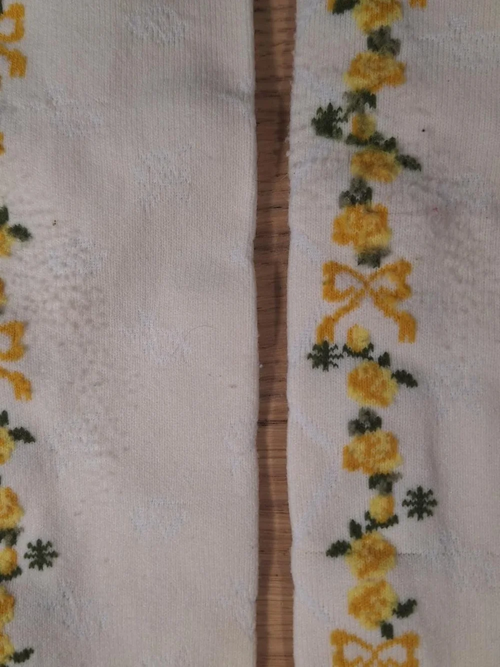 Innocent World Ivory Yellow Floral Bow OTK Socks | Classic Lolita